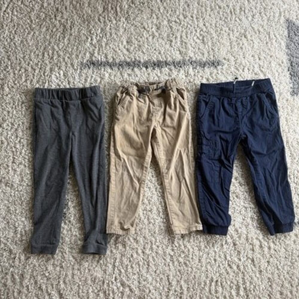 lot 3 toddler sweatpants size 4T Gray Blue Tan Stretch Pants Casual Boys